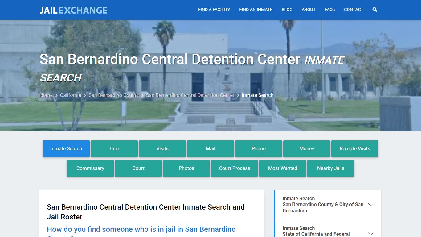 San Bernardino Central Detention Center Inmate Search - Jail Exchange